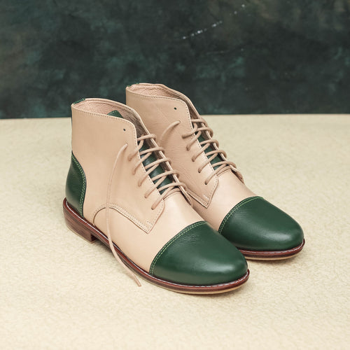 Swing Love Fly High ankle boots duo color beige green