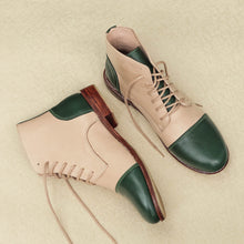 Load image into Gallery viewer, Swing Love Fly High ankle boots duo color beige green
